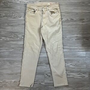 Faherty Brand Mens 5-Pocket Pants Khaki Tan Straight Leg MBC0020-DKA Size 30
